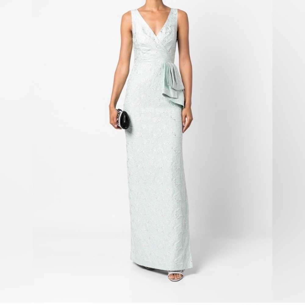 Like NEW Aidan Mattox Metallic Peplum Gown in Mint